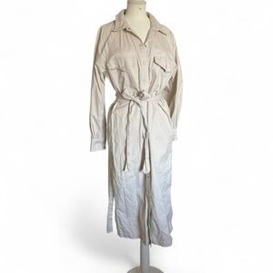 Banana Republic cream / white cotton button-up shirt dress with belt (sz L) 379